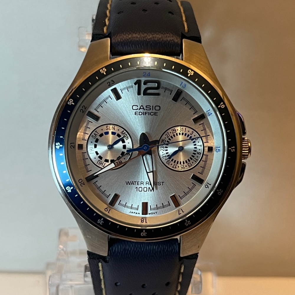 CASIO EDIFICE EF-310 Mens Stainless Steel Quartz Watch WR100M Day/Date